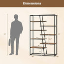 71-Inch 7-Tier Industrial Etagere Bookcase with Heavy-duty Metal Frame-Rustic Brown by LJGDeals