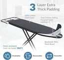 Ironing Board 48" x 15" with Retractable Iron Rest, RAINHOL Heavy Duty Full Size Iron Board, Sturdy Wide Frame with Thick Padding Cover, Height-Adjustable, Black by CozyNest Decor