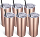 VEGOND 20oz Tumbler Bulk with Lid and Straw 6 Pack, Stainless Steel Vacuum Insulated Tumbler, Double Wall Coffee Cup Travel Mug, Rose Gold by TinyTreasures Baby Boutique