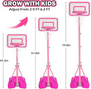 Tsomtto Toddler Basketball Hoop for Girls Pink Goals Adjustable Height 2.9ft-6.2ft Portable Kids Indoor Outdoor Play Outside Backyard Toys 3 4 5 6 Year Old Girl Birthday Gift by TinyTreasures Baby Boutique