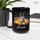 Customized Halloween British Longhair Mug with Name, Personalized British Longhair with Pumpkins Coffee Cup, Witch Cat Ceramic Mug, Pet Halloween Black Cup 11oz 15oz, Gift for Cat Dad Mom by TinyTreasures Baby Boutique