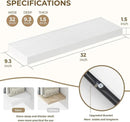 Dreamland 32 Inches Floating Shelves for Wall, 9.3" Deep Long Floating Shelves Set of 2, Large Display & Storage Shelf, Wall Shelf for Bathroom Bedroom Living Room Kitchen Office, White by CozyNest Decor