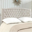 24KF Upholstered Tufted Button Linen Fabric Headboard,Comfortable Fashional Headboard King/CA King Size,Ivory by CozyNest Decor