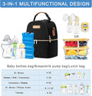 Breastmilk Cooler Bag with Ice Pack & Mat Fit 6 Bottles Up to 9 Ounce, Baby Bottle Cooler Bag for Moms, Daycare & Travel, Black by TinyTreasures Baby Boutique