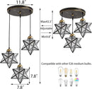 Glass Glam Chandelier Star Pendants Light Fixture Modern Elegant Ceiling Hanging Lights Included LED Warm Light Bulbs Oiled Bronze by CozyNest Decor