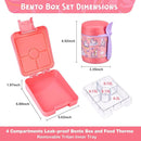 Bento Lunch Box Set With 10oz Soup Thermo, Leak-proof Lunch Containers with 4 Compartment, Kids Hot Thermo Food Jar/Insulation Lunch Bag, Food Containers for School by TinyTreasures Baby Boutique