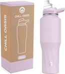 Chill Oasis Water Bottle | Compatible With Popular Flavor Cartridges | BPA Free, Leak Proof, Double-Walled Vacuum Insulated Stainless Steel, and Dishwasher Safe | Cold for 24 Hours (Lavender, 32oz) by CozyNest Decor