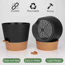 10-Inch Plant Pots, Self-Watering Planters with Drainage Holes & Saucers for Indoor and Outdoor Plants (2-Pack, Black) by GreenHaven Gardens
