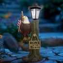 14x6 Inch Eagle Outdoor Solar Statue, Home of The Brave Outdoor Decorative Sculpture, Garden Decoration Outdoor Waterproof, Eagle Statue with American Flag for Patios, Yards, and Gardens by GreenHaven Gardens
