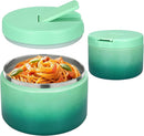 12oz Insulated Vacuum Food Jar with Buckle Lid Wide Mouth Soup Thermo for Hot Food Kids Leakproof Stainless Steel Lunch Container (Gradient Green, 12OZ) by TinyTreasures Baby Boutique