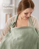 Blissful Diary Muslin Nursing Cover for Breastfeeding, Breathable Breastfeeding Cover up with Arch Neckline for Women, Nursing Apron(Sage Green) by TinyTreasures Baby Boutique