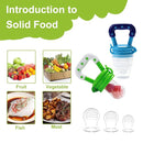 WAJIAYON Food Feeder for Baby, Fruit Feeder Pacifier (3 Pcs) with 6 Different Sized Silicone Pacifiers,Silicone Baby Food Dispensing Spoon 90ML with Babies Spoons,Pacifier Clip Babies Feeding Set by TinyTreasures Baby Boutique