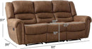 CANMOV Faux Leather Manual Reclining Sofa,3 Seat Recliner Couch Sofa with Overstuffed Comfortable Arms and Back for Living Room,Office,Nut Brown by CozyNest Decor