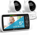 iFamily Baby Monitor with 2 Cameras | Remote Pan-Tilt-Zoom Video Baby Monitor with Camera and Audio, 5” Large Display, Night Vision, Temperature Display, Lullaby, 2 Way Audio & 960ft Range by TinyTreasures Baby Boutique