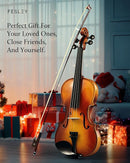 Fesley Violin Fiddle Full Set: 4/4 Polished Violin Kit for Beginners, Acoustic Violin with Hard Case, Solidwood Hand Made Starter Kit with Bow, Rosin, Shoulder Rest, Tuner, Extra Strings by TinyTreasures Baby Boutique