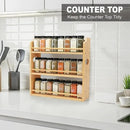 3 Tier Bamboo Spice Rack, Spice Rack Organizer, Seasoning Jars Rack Shelf Spice Organizer for Kitchen Counter or Wall Mounting, Bamboo Spice Storage Holder with handles Easy to Move by CozyNest Decor