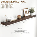 55" Floating Shelves, Live Edge Elm Wood Floating Shelf for Wall, Wall-Mounted Display Shelves with Invisible Heavy-Duty Bracket, Long Floating Shelf for Bathroom, Kitchen, Living Room, Walnut Color by CozyNest Decor