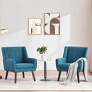 HUIMO Button-Tufted Accent Chairs Set of 2,Upholstered Reading Living Room Chair,Mid Century Modern Chair with Linen Fabric, Club Chair,Comfy Arm Chairs for Living Room,Bedroom,Lake Blue by CozyNest Decor