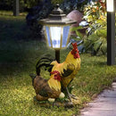 Solar Garden Outdoor Statues Rooster Hen Couple with Light, Outside-Outdoor Decorations Chicken Sculptures for Patio Yard Lawn Walkway Ornaments Clearance Gifts for Mom Grandma Birthday by GreenHaven Gardens