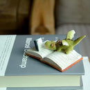 Top Collection Miniature Fairy Garden and Terrarium Mini Dragon Reading Figurine, Green White by GreenHaven Gardens
