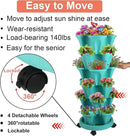 Vertical Planter, 6 Tier Stackable Strawberry Planter with Garden Tool Set, Movable Indoor/Outdoor Garden Herb Pot for Growing Vegetables and Succulents, Teal by GreenHaven Gardens