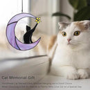 HDCRYSTALGIFTS 6.5'' Black Cat Decor on Purple Moon Stained Glass Window Hanging Suncatcher,Wall Art Glass Window Panel Sun Catcher,Halloween Ornament Decoration Memorial Gift for Lover Cat Loss by GreenHaven Gardens