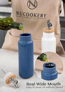 Nucookery Ceramic Olive Oil Dispenser Bottle for Kitchen, 14 oz Opaque Vinegar Dispenser Bottle, Large Capacity Cooking Oil Container for Storage Vinegar, Soy Sauce, Coffee Syrup, Blue by CozyNest Decor