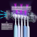SARMOCARE Toothbrush Holder Cleaner with Fan Drying & 6min Timing Function, 5 Toothbrush Slots, Rechargeable Bathroom Wall Mounted Fit Sonic and Manual Toothbrushes by CozyNest Decor