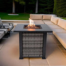 Adana Propane Fire Pit Table 28” Outdoor Firepit 50,000 BTU Firepits for Outside with Lava Rocks and Removable Lid Metal Fire Pit Outdoor Fireplace Propane Fire Pits for Outside CSA Certified by GreenHaven Gardens