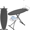 Full Size Ironing Board, 18x51 Iron Board with Metal Panel Stretchable Iron Rest, Adjustable Height Heavy Duty Heat & Scorch Resistant Cover Ironing Board, for Home, Laundry, Black by CozyNest Decor