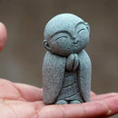 OwMell Japanese Jizo Monk Statue Praying, Buddha Jizo Statue Figurine Memorial Statue Aquarium Decoration for Garden Outdoor Ornament 2.6" - Tilting Head by GreenHaven Gardens