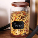 SAIOOL 2-Pack Striped Borosilicate Glass Airtight Canisters - Big mouth Large Capacity, Acacia Wood Lid, Food Storage Jars for Flour, Pasta, Pantry Organization (1 Gallon （2 Striped pack）) by CozyNest Decor