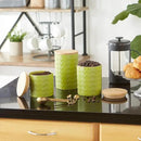 DII Kitchen Accessories Collection, Textured Matte Ceramic Canister Set, Avocado, Vine, 3 Piece by CozyNest Decor