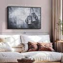 ElephantStock Boxing Gloves Wall Art - Horizontal Framed Canvas - 1-Piece Living Room Wall Decor - Photography Sports Canvas Print - Black and Gray Decor for Wall - 31" X 21" by CozyNest Decor