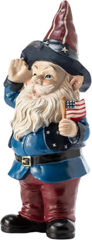 Alpine Corporation 12" Tall Outdoor Patriotic Garden Gnome Saluting Yard Statue Decoration by GreenHaven Gardens