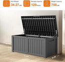 120 Gallon Resin Deck Box, Lockable Patio Outdoor Storage Box for Furniture, Garden Tools and Tools Storage, Waterproof Outside Storage Boxes - Black by CozyNest Decor