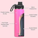 DRINCO Stainless Steel Water Bottle Spout Lid Vacuum Insulated Double Wall Water Bottle Wide Mouth (40oz 32oz 22oz 18oz 14oz) Leak Proof Keep Cold Sport Camping Hiking (22 oz, 22oz Island Pink) by CozyNest Decor