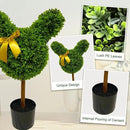 2 Pcs Artificial Bunny Shaped Topiary Trees, Artificial Green Boxwood Bunny Decorations with Gold Bow, Perfect for Indoor & Outdoor Front Porch, Easter& Garden Decor (Bunny Shaped Topiary Tree) by CozyNest Decor