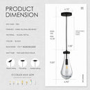 Raindrop Pendant Light Fixtures Set of 3, Black Glass Pendant Lighting, Hand BlownTeardrops Modern Hanging Light for Entryway Foyer Kitchen Island Dining Living Room Hallway by CozyNest Decor