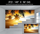 WFBHUA-Tropical Beach Wallpaper Dusk Waves Palm Tree Leaf Coconut Tree Wall Mural for Living Room Bedroom (Not Peel and Stick)