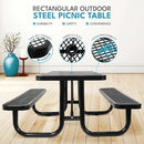 6 ft. Rectangular Outdoor Steel Picnic Table with Umbrella Pole, Heavy-Duty Weather-Resistant Dining Table for Patio, Backyard, and Garden, Rust-Resistant Finish, Black by GreenHaven Gardens
