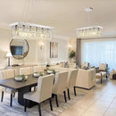 Modern Rectangular Crystal Chandeliers,8 Lights Rectangular Pendant Light Fixture,Adjustable Height K9 Crystal Chandelier for Dining Room L40''xW10''xH10'' by CozyNest Decor