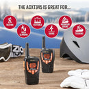 Cobra ACXT345 Weather-Resistant Walkie Talkies & Compatible Cobra Surveillance Headset - Rechargeable, 22 Channels, Long-Range, 2 Two-Way Radios, 2 Headsets, Black/Orange by TinyTreasures Baby Boutique