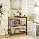 IBUYKE Kitchen Island with Storage, Bakers Rack with Power Outlet,Microwave Stand with Large Worktop,Rolling Bar Cart for Home, Outdoor, Kitchen,Rustic Brown and Black TMJ029H by CozyNest Decor
