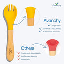 Avanchy Baby Fork Set, Bamboo and Silicone Spork Utensils, Toddler Baby Led Weaning Silverware Cutlery Flatware, Kids First Self Feeding by TinyTreasures Baby Boutique