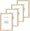 HAUS AND HUES Solid Oak 4x6 Picture Frame Set of 4 - Bulk Frames for Wall or Tabletop, Multiple Photos, Wooden Frames by CozyNest Decor