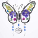 Laraine Butterfly Suncatcher with Pressed Flower Wings Mom Mother's Day Butterfly Glass Wind Chime Ornament Charm with Metal Heart Gifts for Mom Grandma Aunt Birthday (Purple Friend (with Free Hook)) by GreenHaven Gardens
