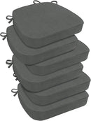 downluxe Chair Cushions for Dining Chairs, Waterproof Kitchen Chair Pads, Non-Slip Dining Seat Cushion with Ties, 17" x 16" x 2.5", Dark Grey, 6 Pack by CozyNest Decor