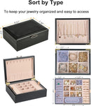 Small Jewelry Organizer for Women, 2-Layer Travel Jewelry Box with Portable Case, Necklace Ring Storage for Dresser, Girls Teens Gifts (Black) by TinyTreasures Baby Boutique
