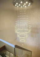 Flashing God D32''X H110'' High Ceiling Chandelier Crystal Raindrop Chandeliers Staircase Large Chandelier Villa Entrance Foyer Ceiling Light High Ceiling Pendant Light Fixture by CozyNest Decor